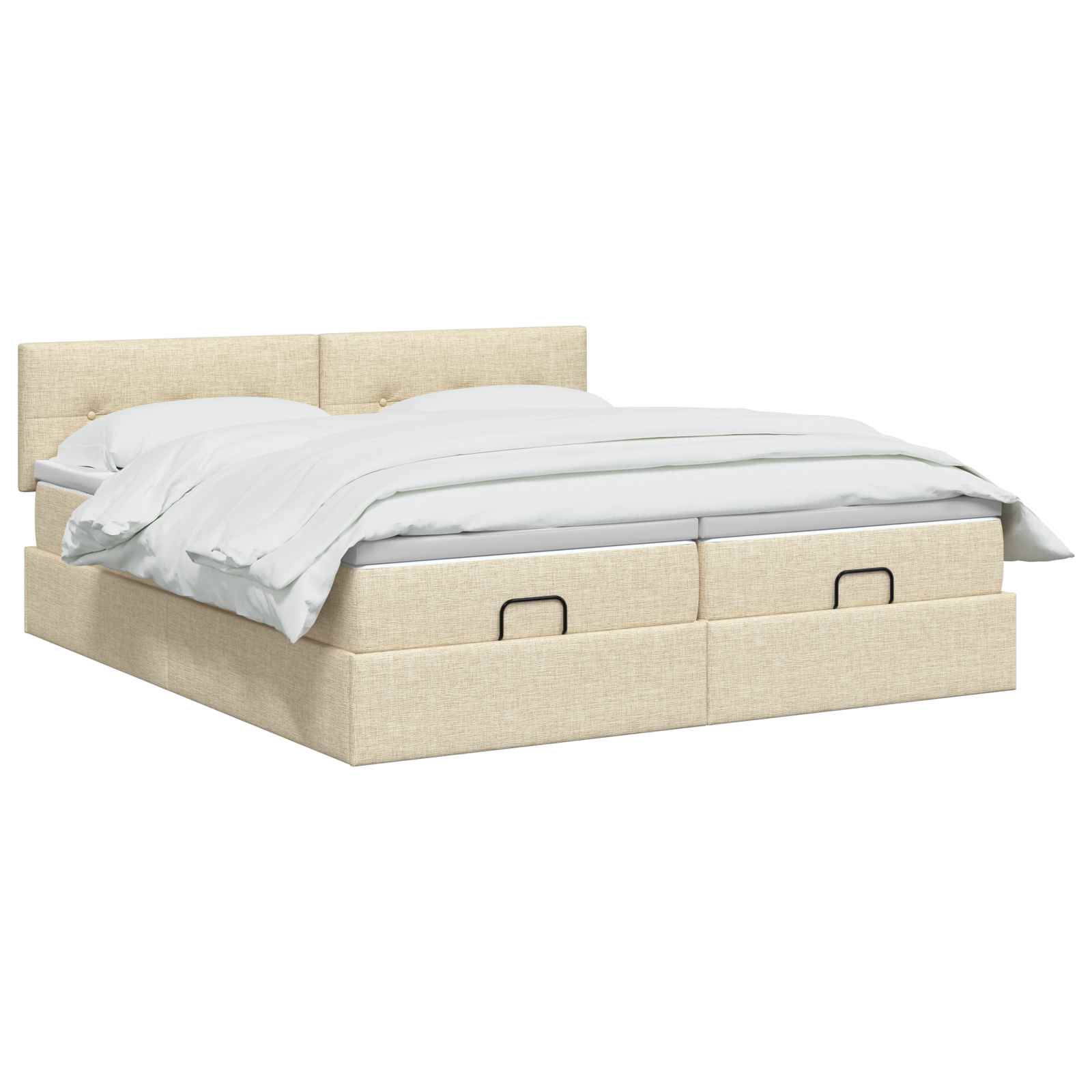 Κρεβάτι Ottoman με Στρώμα και LED Κρεμ 160 x 200 cm Ύφασμα