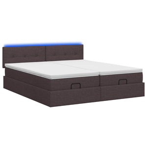 Κρεβάτι Ottoman με Στρώμα και LED Σκούρο Καφέ 180 x 200 cm - Pakobazaar