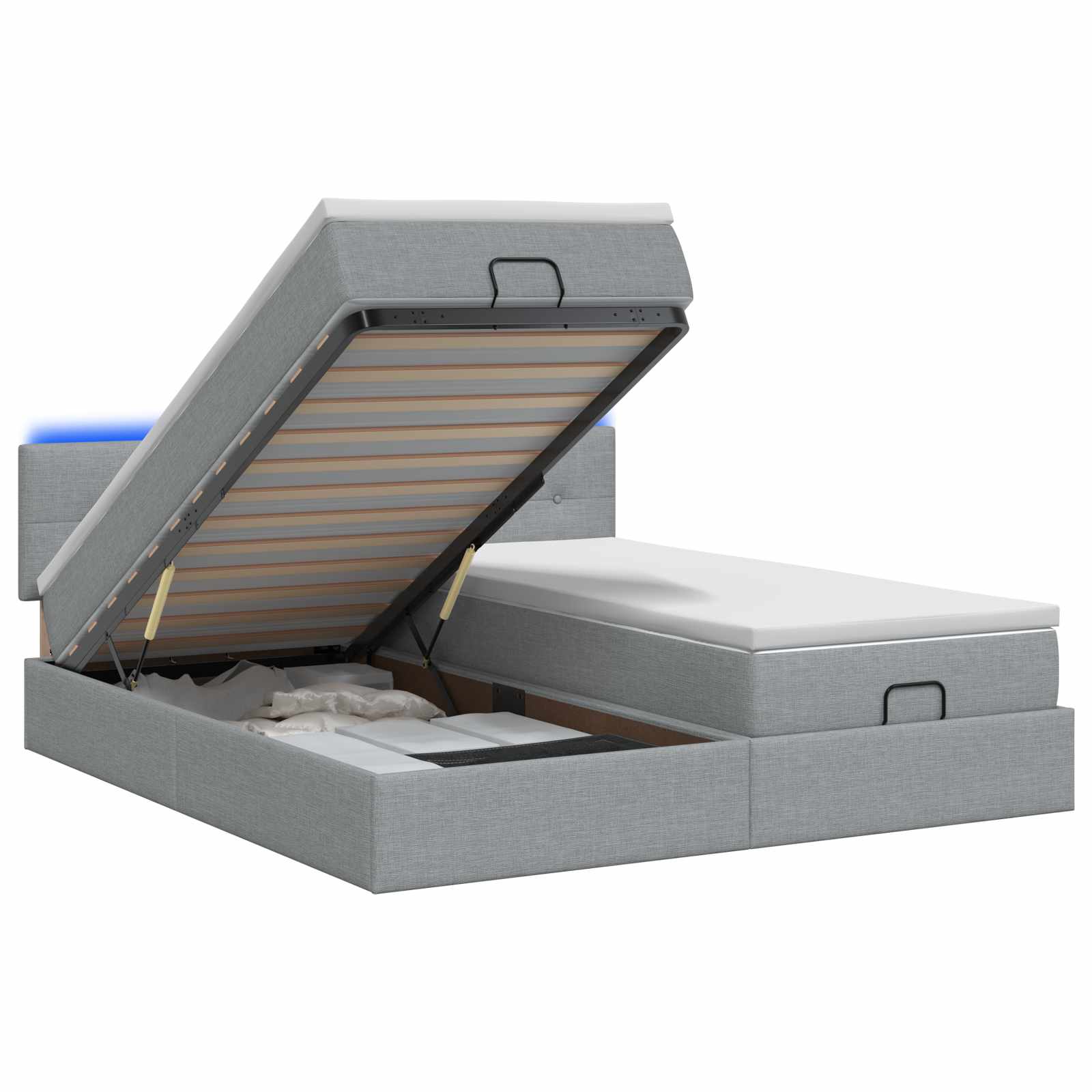 Κρεβάτι Ottoman με Στρώμα και LED Ανοιχτό γκρι 200 x 200 cm - Pakobazaar