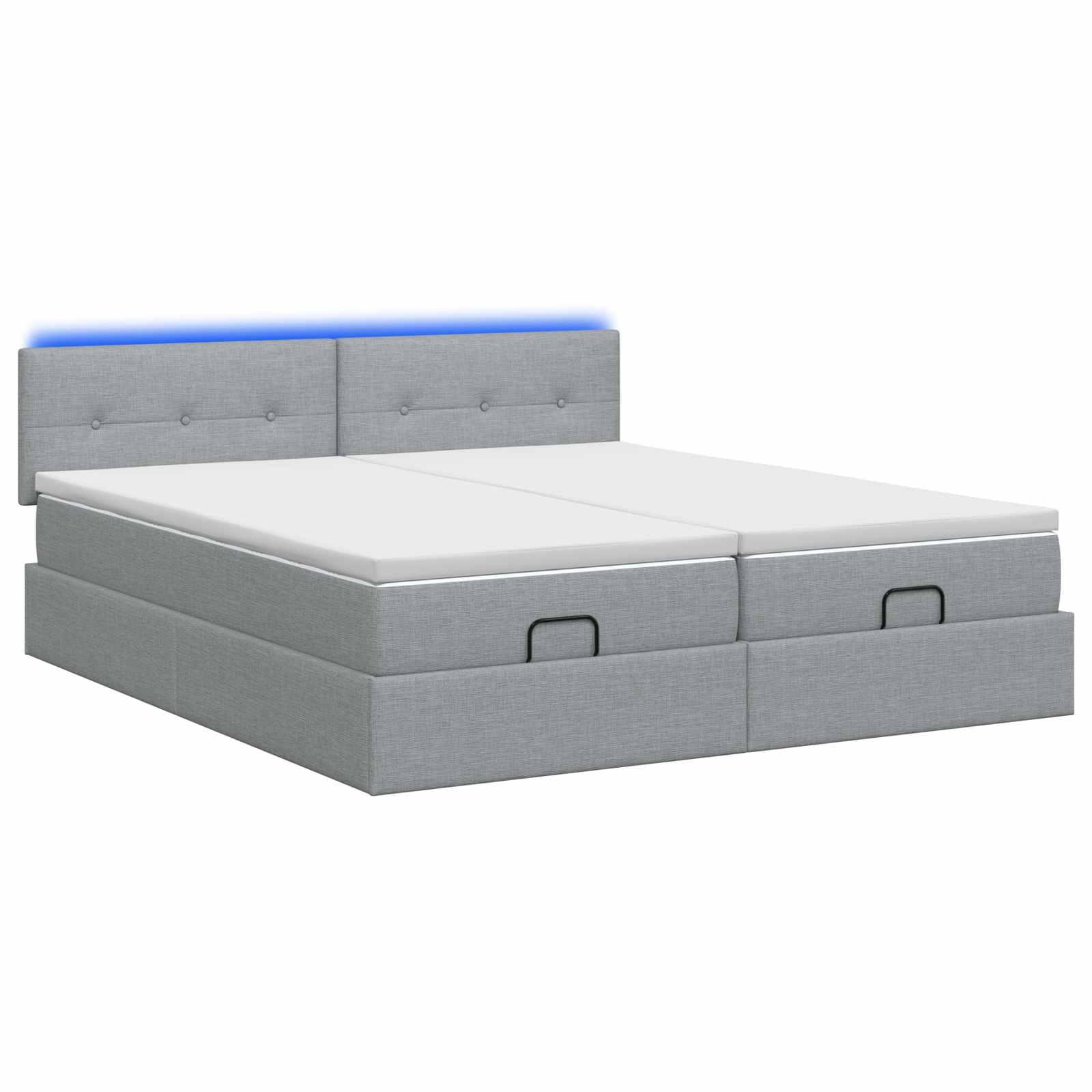 Κρεβάτι Ottoman με Στρώμα και LED Ανοιχτό γκρι 200 x 200 cm - Pakobazaar