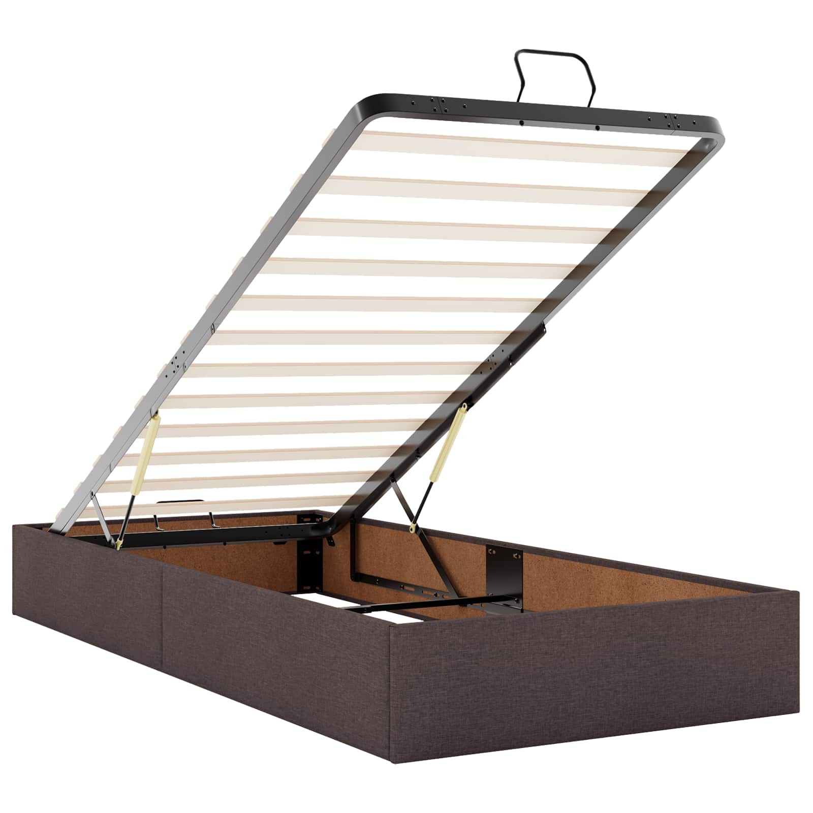 Κρεβάτι Ottoman με Στρώμα και LED Σκούρο Καφέ 200 x 200 cm - Pakobazaar