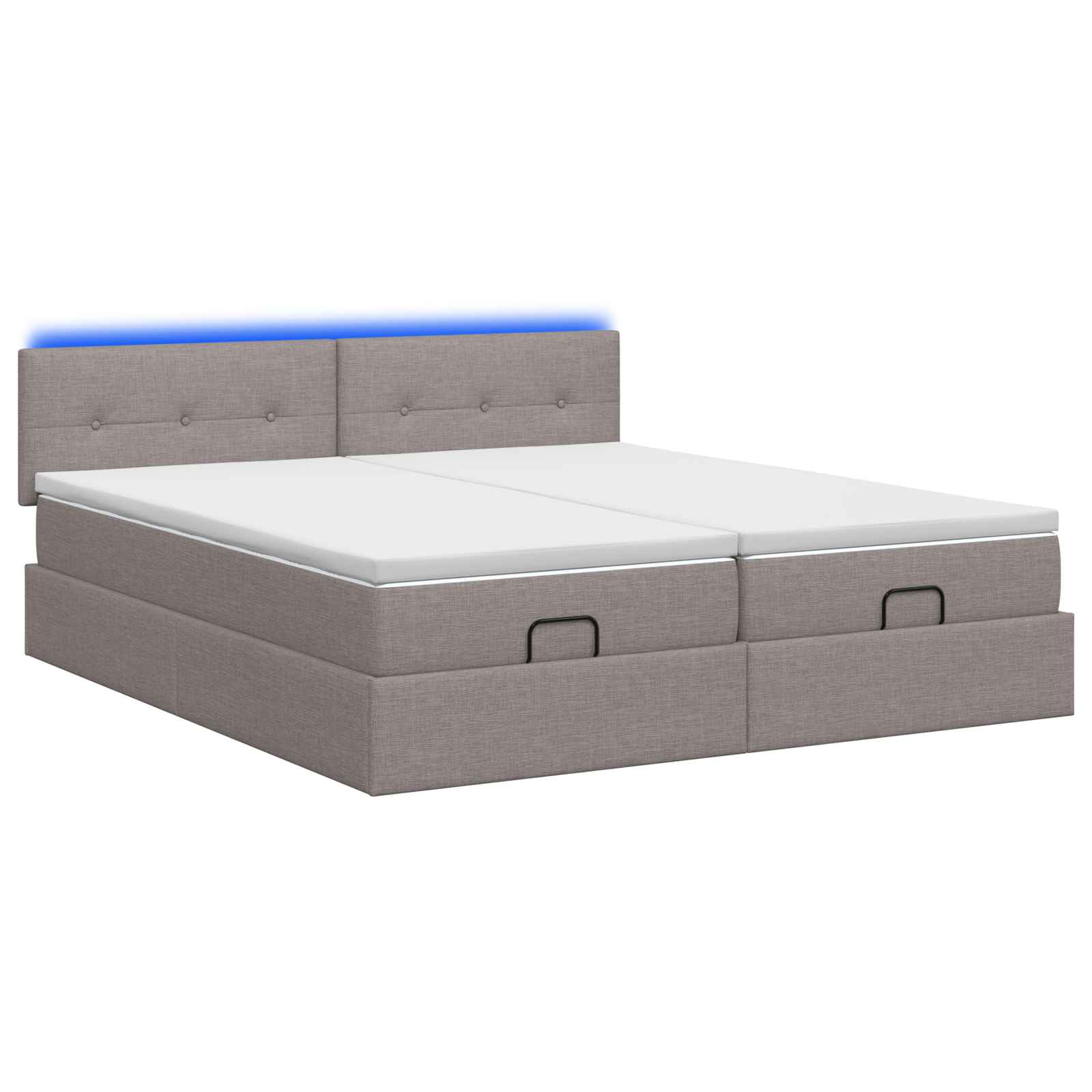 Κρεβάτι Ottoman με Στρώμα και LED Taupe 200 x 200 cm Ύφασμα