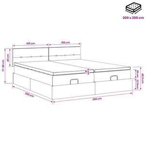 Κρεβάτι Ottoman με Στρώμα και LED Taupe 200 x 200 cm Ύφασμα
