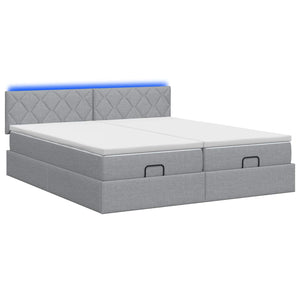 Κρεβάτι Ottoman με Στρώμα και LED Ανοιχτό γκρι 180 x 200 cm - Pakobazaar
