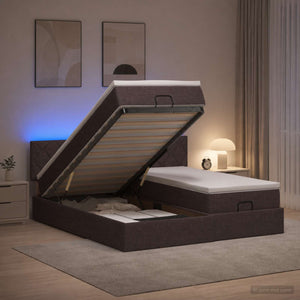 Κρεβάτι Ottoman με Στρώμα και LED Σκούρο Καφέ 180 x 200 cm - Pakobazaar