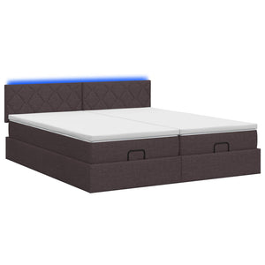 Κρεβάτι Ottoman με Στρώμα και LED Σκούρο Καφέ 180 x 200 cm - Pakobazaar
