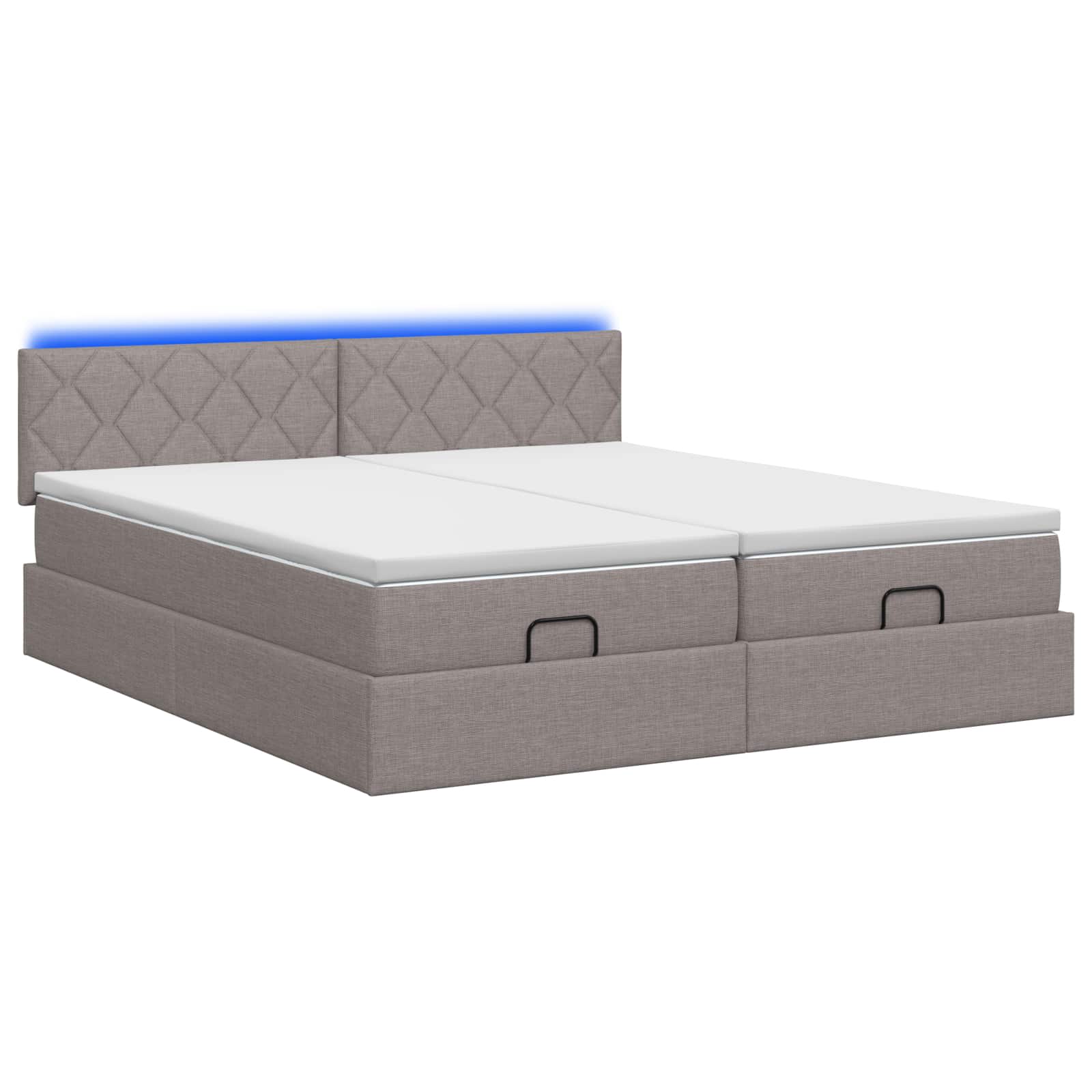 Κρεβάτι Ottoman με Στρώμα και LED Taupe 180 x 200 cm Ύφασμα - Pakobazaar
