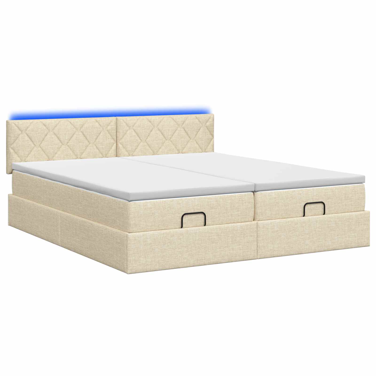 Κρεβάτι Ottoman με Στρώμα και LED Κρεμ 180 x 200 cm Ύφασμα - Pakobazaar