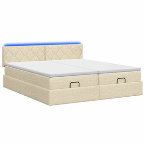 Κρεβάτι Ottoman με Στρώμα και LED Κρεμ 180 x 200 cm Ύφασμα - Pakobazaar