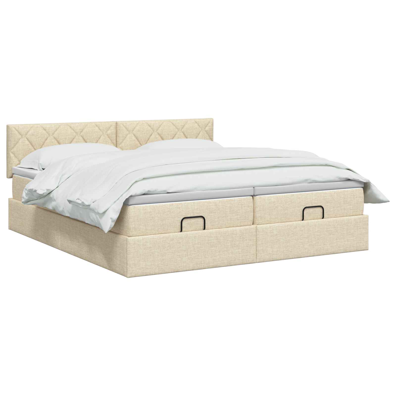 Κρεβάτι Ottoman με Στρώμα και LED Κρεμ 180 x 200 cm Ύφασμα - Pakobazaar