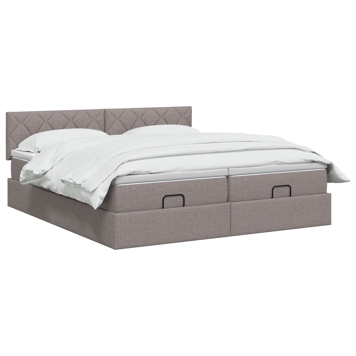 Κρεβάτι Ottoman με Στρώμα και LED Taupe 200 x 200 cm Ύφασμα - Pakobazaar