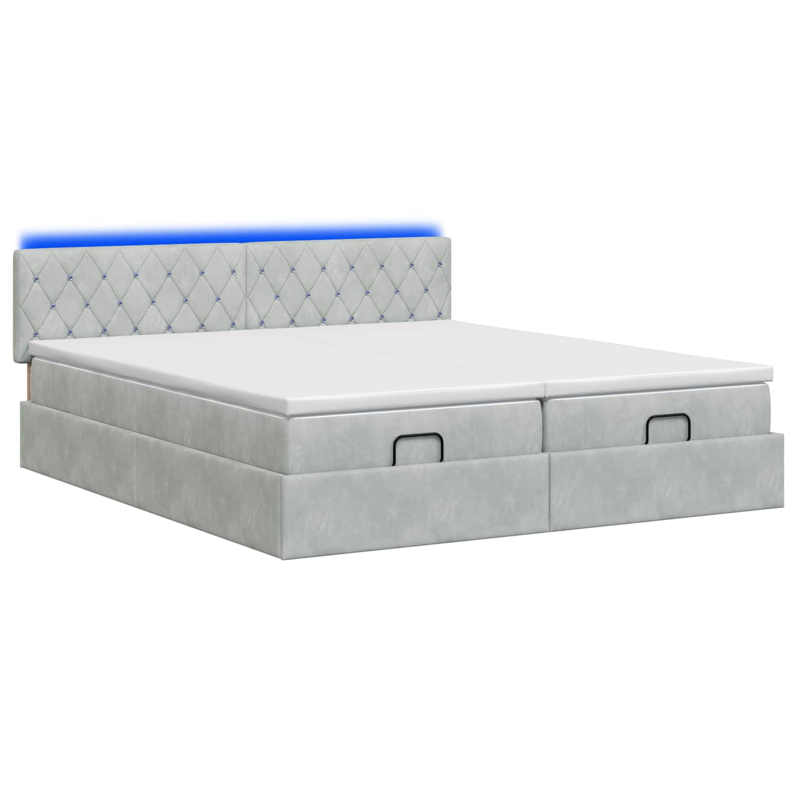 Κρεβάτι Ottoman με Στρώμα και LED Ανοιχτό γκρι 160 x 200 cm - Pakobazaar