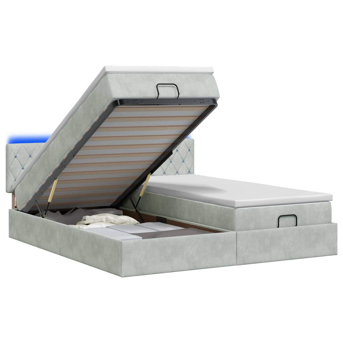 Κρεβάτι Ottoman με Στρώμα και LED Ανοιχτό γκρι 180 x 200 cm - Pakobazaar