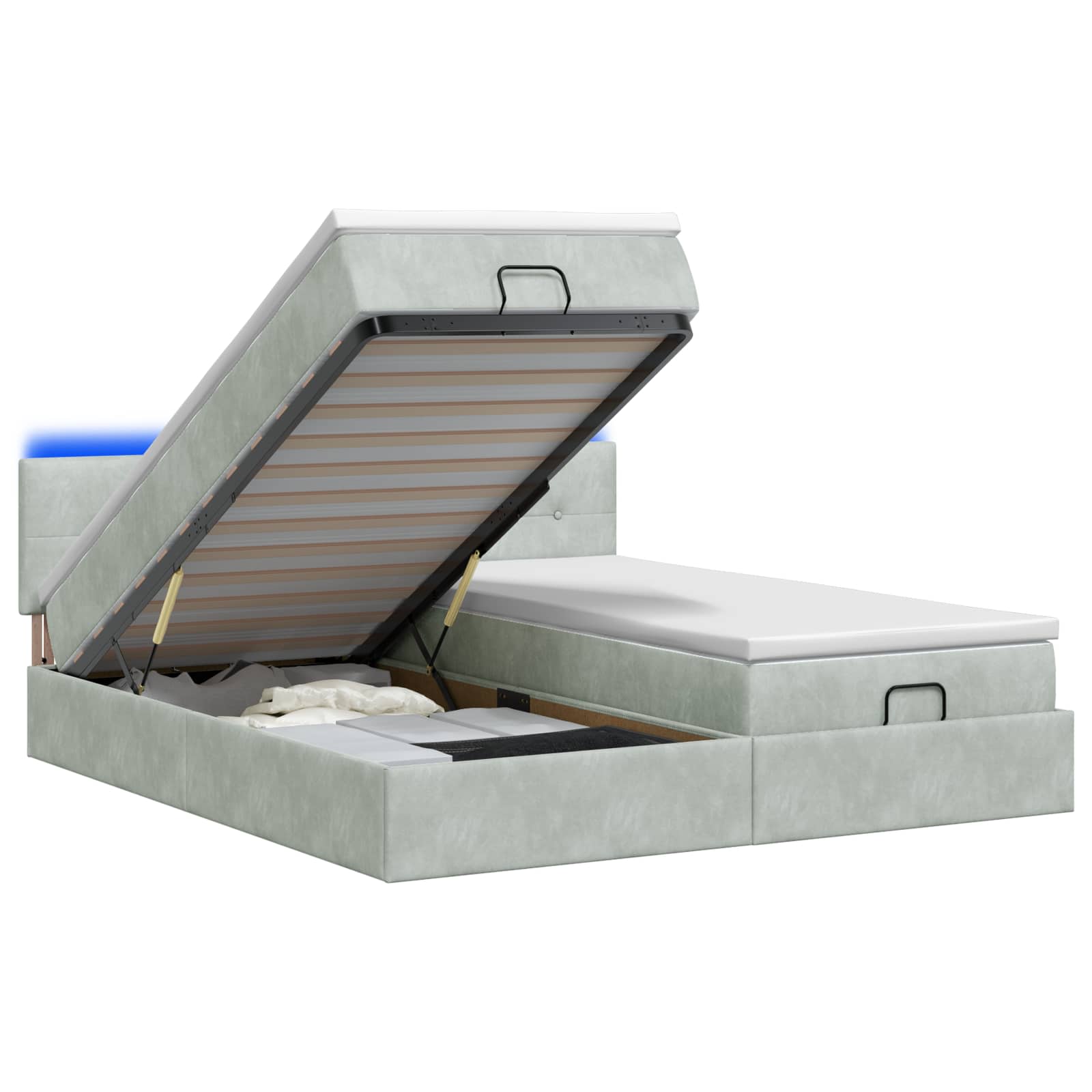 Κρεβάτι Ottoman με Στρώμα και LED Ανοιχτό γκρι 160 x 200 cm - Pakobazaar