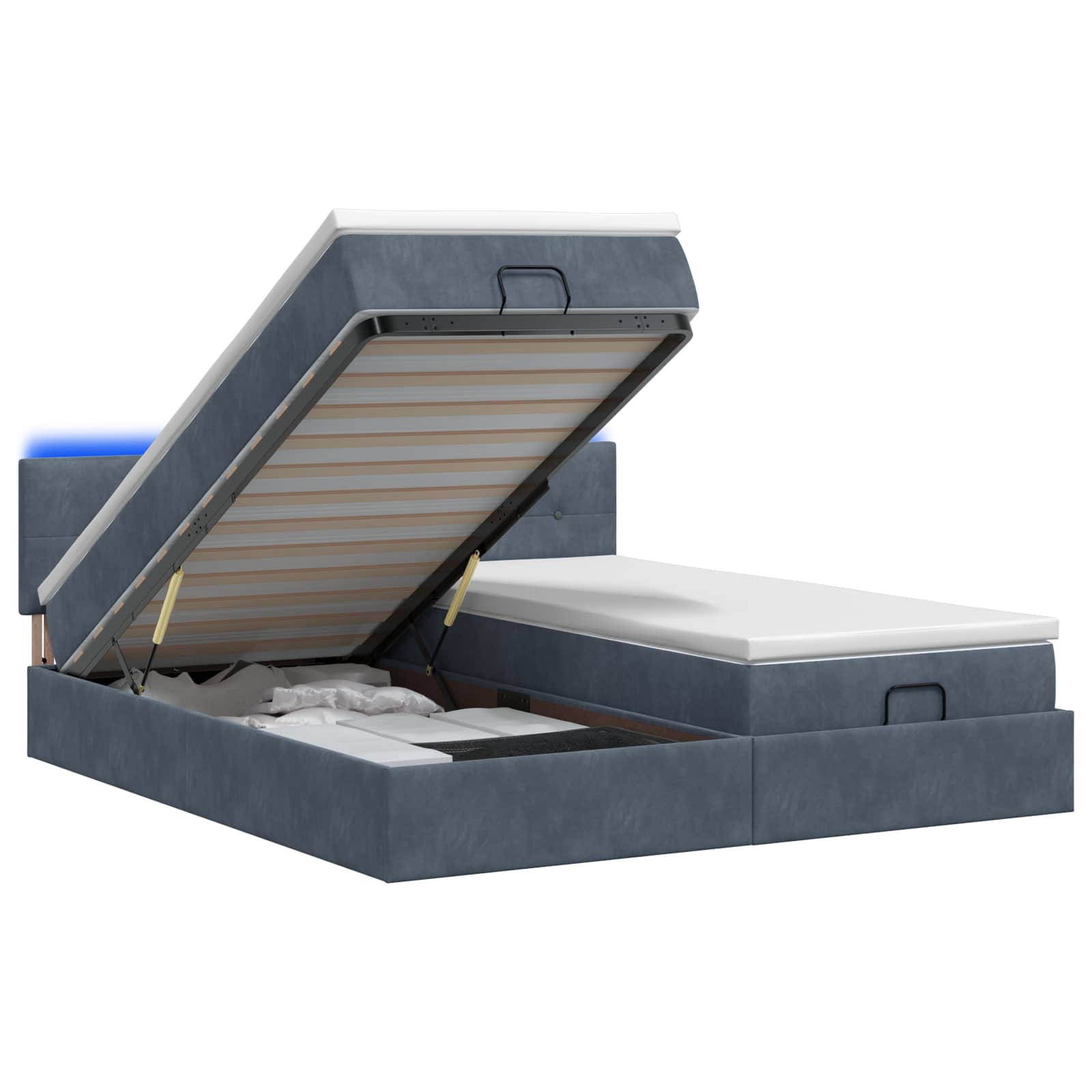 Κρεβάτι Ottoman με Στρώμα και LED Σκούρο Γκρι 180 x 200 cm - Pakobazaar