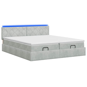 Κρεβάτι Ottoman με Στρώμα και LED Ανοιχτό γκρι 160 x 200 cm