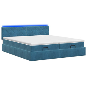Κρεβάτι Ottoman με Στρώμα και LED Σκούρο Μπλε 160 x 200 cm - Pakobazaar