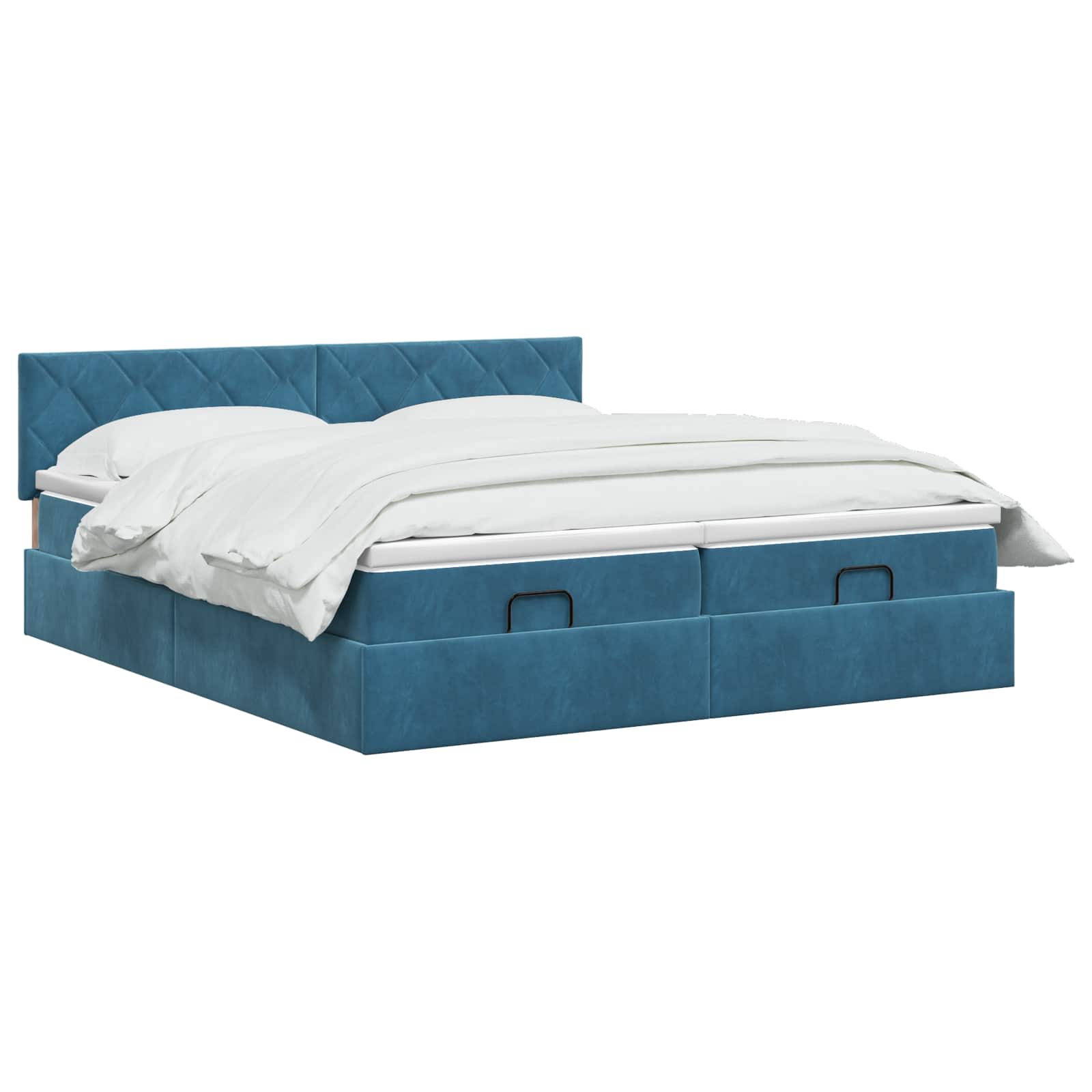 Κρεβάτι Ottoman με Στρώμα και LED Σκούρο Μπλε 160 x 200 cm - Pakobazaar