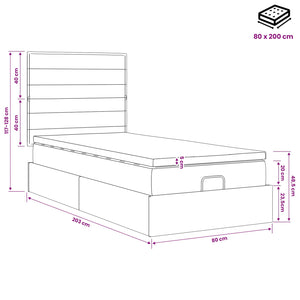 Κρεβάτι Ottoman με στρώμα με κεφαλάρι Κρεμ 80 x 200 cm Ύφασμα