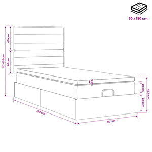 Κρεβάτι Ottoman με στρώμα Ανοιχτό γκρι 90 x 190 cm Ύφασμα - Pakobazaar