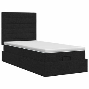 Κρεβάτι Ottoman με στρώμα με κεφαλάρι Μαύρο 90 x 200 cm Ύφασμα