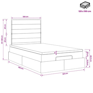 Κρεβάτι Ottoman με στρώμα με κεφαλάρι Μαύρο 120 x 190 cm Ύφασμα - Pakobazaar