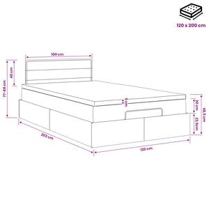 Κρεβάτι Ottoman με στρώμα με κεφαλάρι Κρεμ 120 x 200 cm Ύφασμα - Pakobazaar