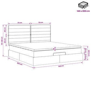 Κρεβάτι Ottoman με στρώμα Σκούρο Καφέ 140 x 200 cm Ύφασμα - Pakobazaar