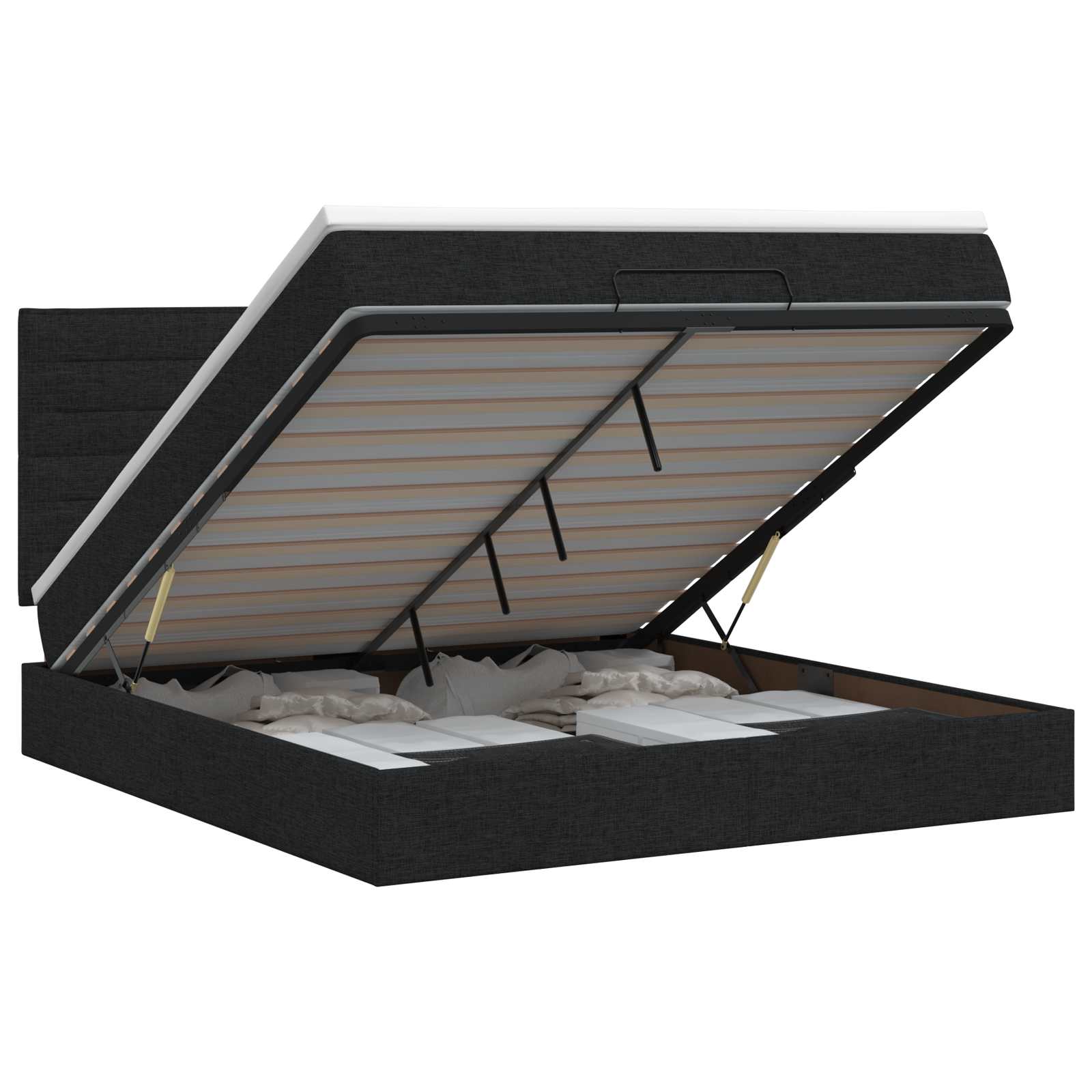 Κρεβάτι Ottoman με στρώμα με κεφαλάρι Μαύρο 180 x 200 cm Ύφασμα