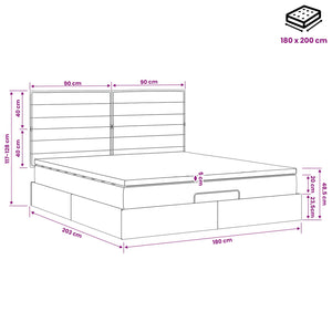 Κρεβάτι Ottoman με στρώμα Σκούρο Καφέ 180 x 200 cm Ύφασμα - Pakobazaar