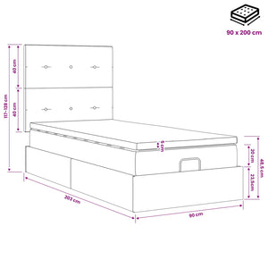 Κρεβάτι Ottoman με στρώμα Σκούρο Γκρι 90 x 200 cm Ύφασμα