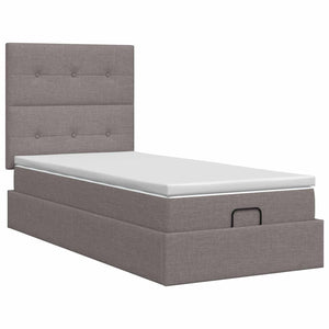 Κρεβάτι Ottoman με στρώμα με κεφαλάρι Taupe 100 x 200 cm Ύφασμα