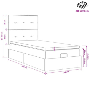 Κρεβάτι Ottoman με στρώμα με κεφαλάρι Taupe 100 x 200 cm Ύφασμα
