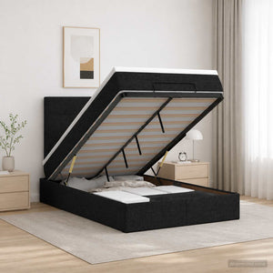 Κρεβάτι Ottoman με Στρώμα και LED Μαύρο 120 x 200 cm Ύφασμα - Pakobazaar
