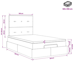 Κρεβάτι Ottoman με στρώμα Σκούρο Καφέ 120 x 190 cm Ύφασμα - Pakobazaar
