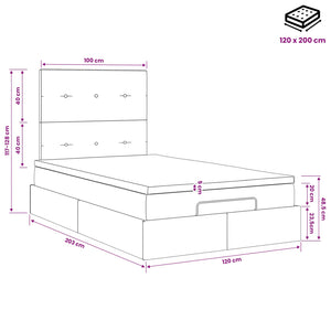 Κρεβάτι Ottoman με στρώμα με κεφαλάρι Μαύρο 120 x 200 cm Ύφασμα - Pakobazaar