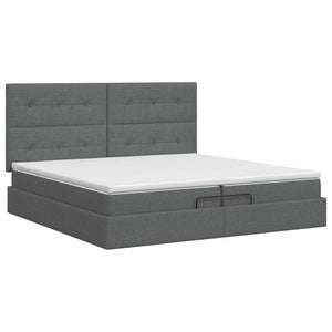 Κρεβάτι Ottoman με στρώμα Σκούρο Γκρι 200 x 200 cm Ύφασμα - Pakobazaar