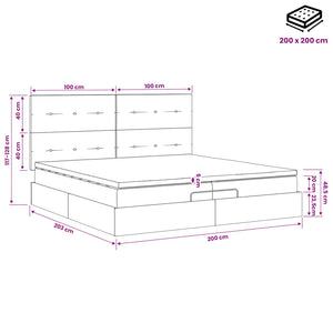 Κρεβάτι Ottoman με στρώμα με κεφαλάρι Μαύρο 200 x 200 cm Ύφασμα - Pakobazaar