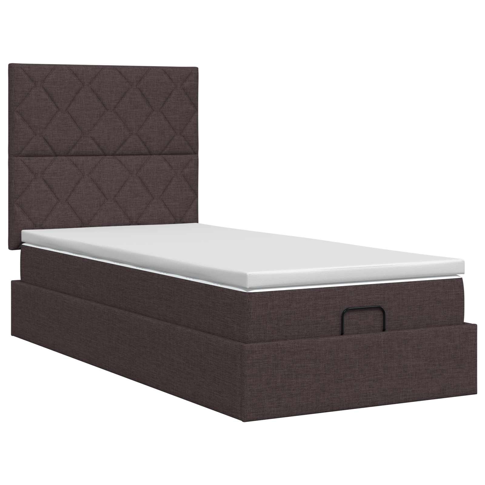 Κρεβάτι Ottoman με στρώμα Σκούρο Καφέ 90 x 190 cm Ύφασμα