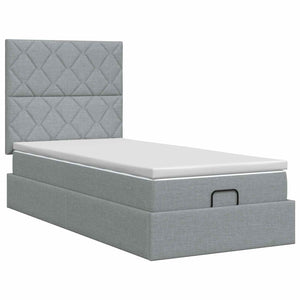 Κρεβάτι Ottoman με στρώμα Ανοιχτό γκρι 90 x 200 cm Ύφασμα - Pakobazaar