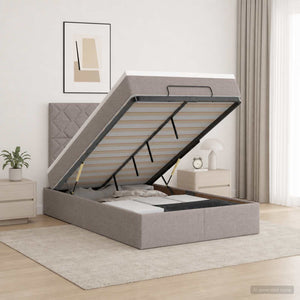 Κρεβάτι Ottoman με Στρώμα και LED Taupe 120 x 190 cm Ύφασμα