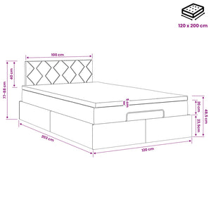 Κρεβάτι Ottoman με στρώμα με κεφαλάρι Μπλε 120 x 200 cm Ύφασμα