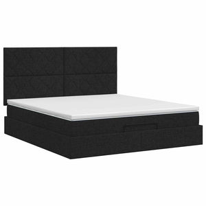 Κρεβάτι Ottoman με στρώμα με κεφαλάρι Μαύρο 140 x 190 cm Ύφασμα