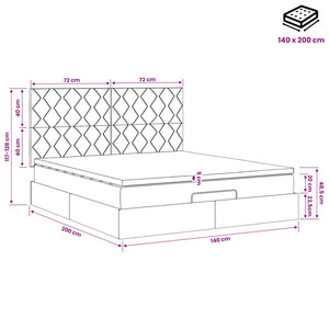 Κρεβάτι Ottoman με στρώμα Ανοιχτό γκρι 140 x 200 cm Ύφασμα - Pakobazaar