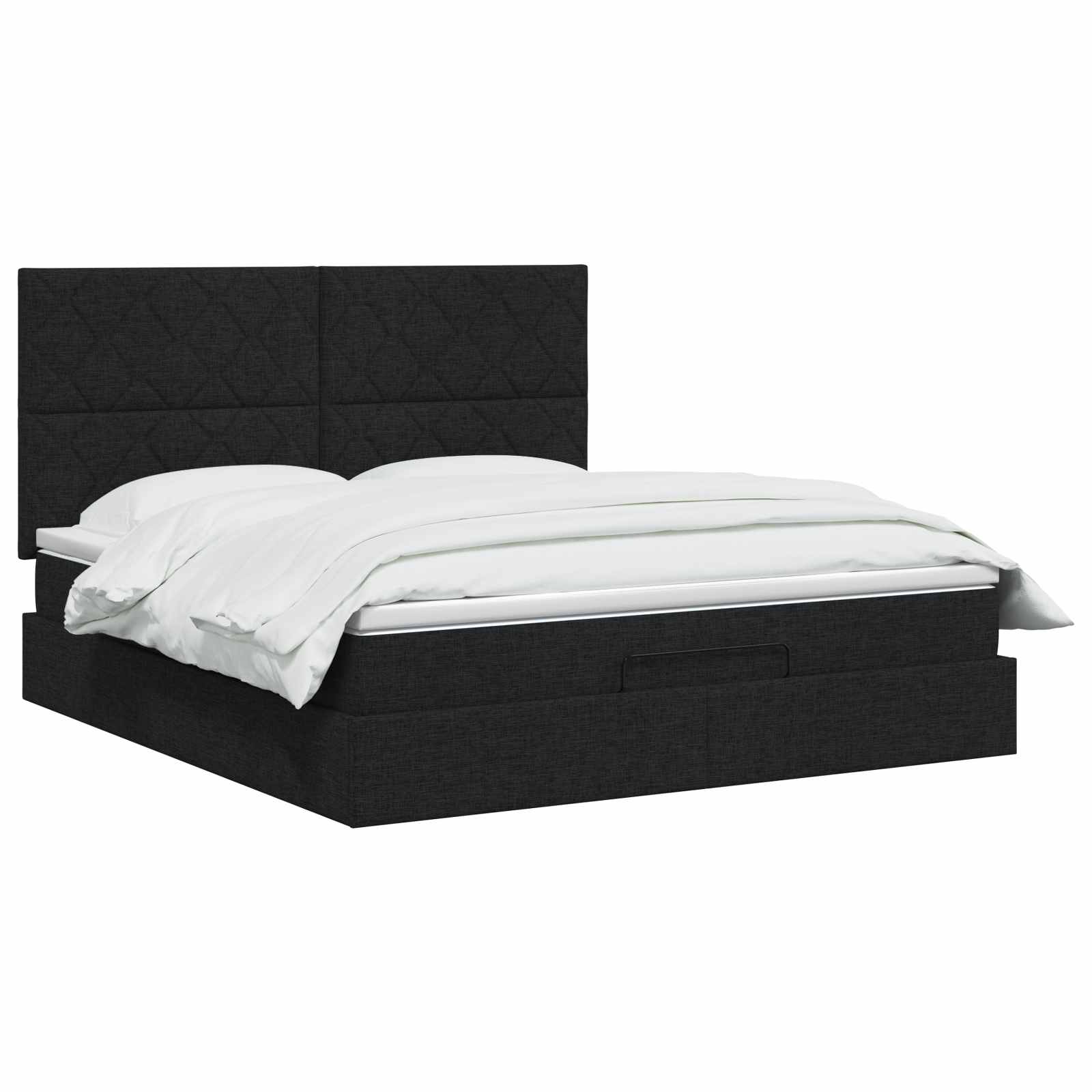 Κρεβάτι Ottoman με στρώμα με κεφαλάρι Μαύρο 140 x 200 cm Ύφασμα