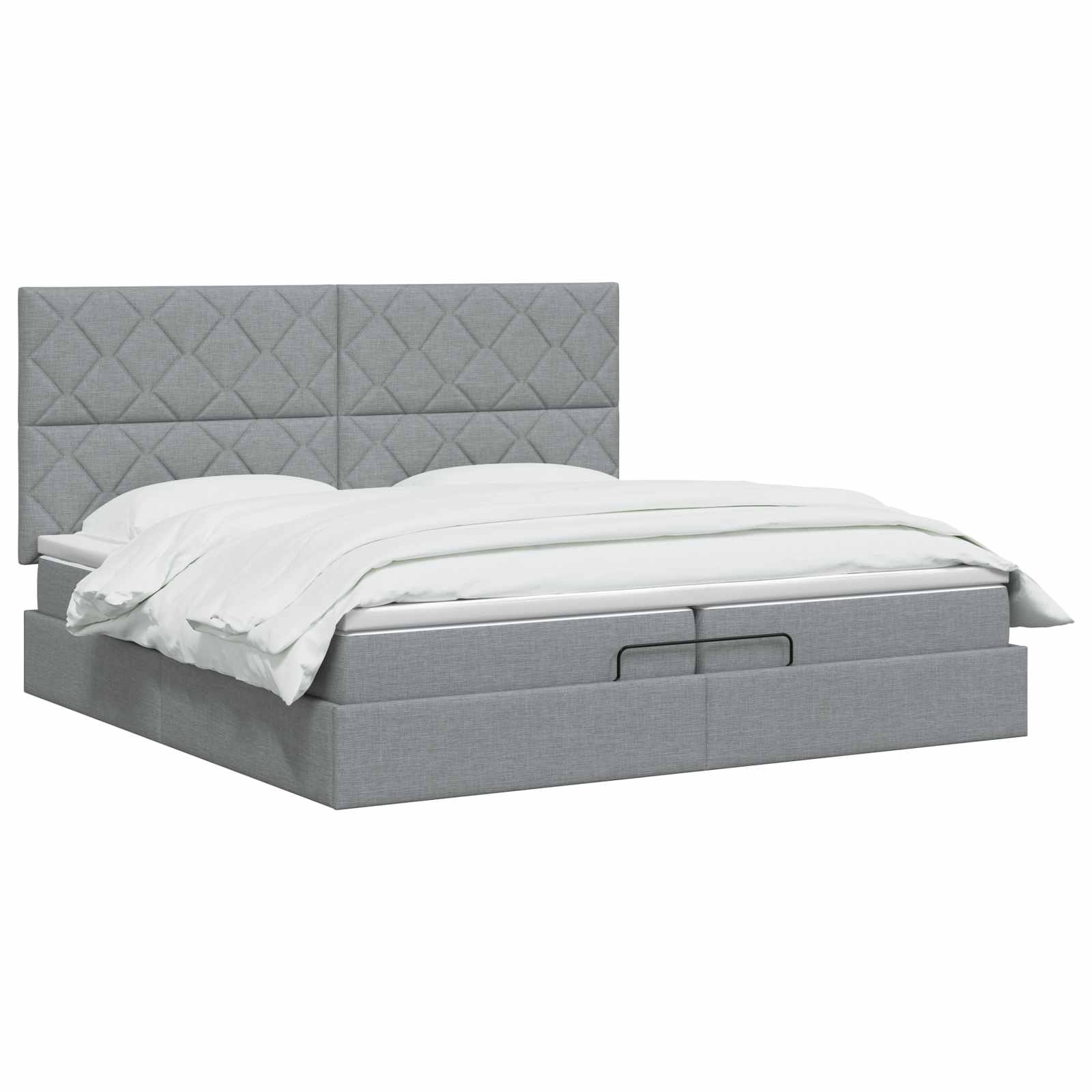 Κρεβάτι Ottoman με στρώμα Ανοιχτό γκρι 200 x 200 cm Ύφασμα