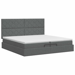 Κρεβάτι Ottoman με στρώμα Σκούρο Γκρι 200 x 200 cm Ύφασμα - Pakobazaar