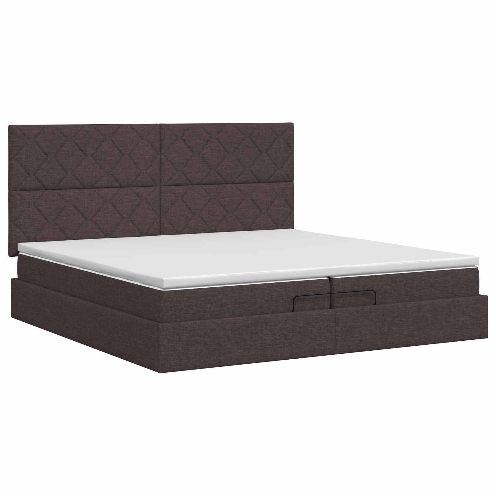 Κρεβάτι Ottoman με στρώμα Σκούρο Καφέ 200 x 200 cm Ύφασμα