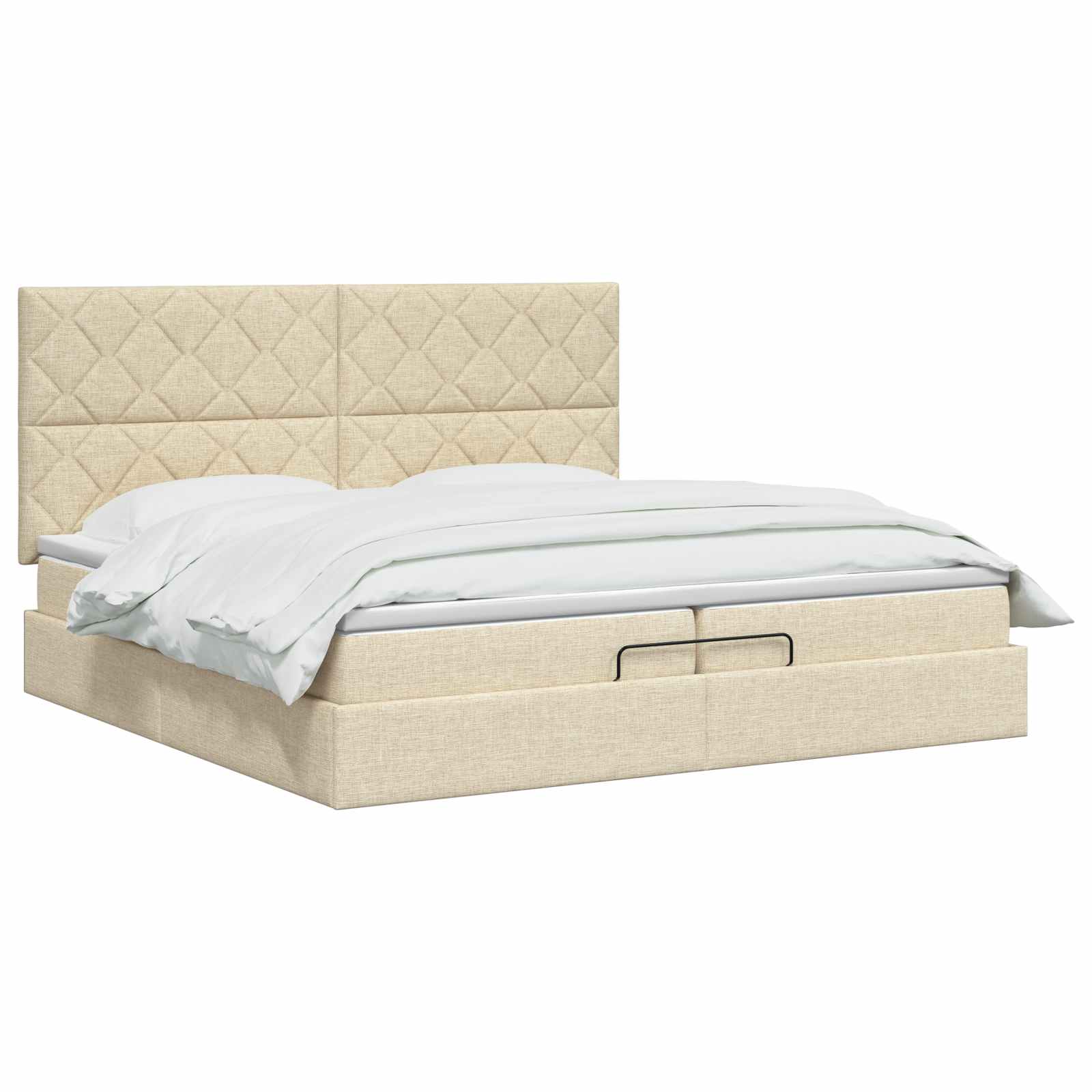 Κρεβάτι Ottoman με στρώμα με κεφαλάρι Κρεμ 200 x 200 cm Ύφασμα - Pakobazaar