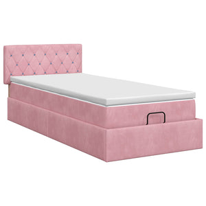 Κρεβάτι Ottoman με στρώμα με κεφαλάρι Ροζ 80 x 200 cm Βελούδο - Pakobazaar